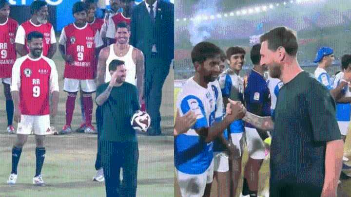 WATCH: Messi plays football with Telangana CM, meets young footballers amid fan frenzy in Hyderabad
