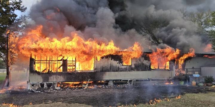 Fire destroys home in Grimes County; No serious injuries reported