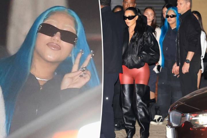 North West shows off her bleached eyebrows during night out with mom Kim Kardashian