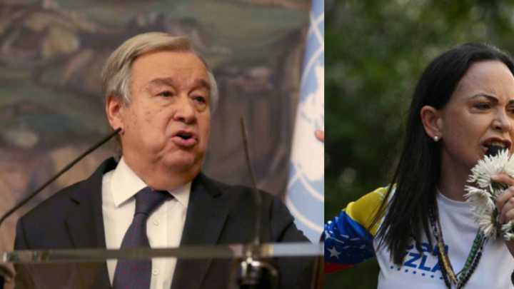 António Guterres tilda de 'inaceptable' cualquier amenaza contra María Corina Machado por ganar Nobel de Paz