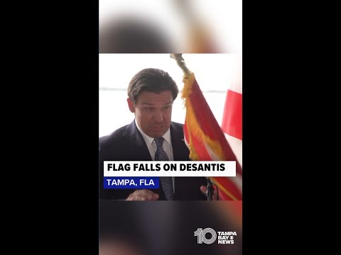 Florida flag falls on Gov. Ron DeSantis mid