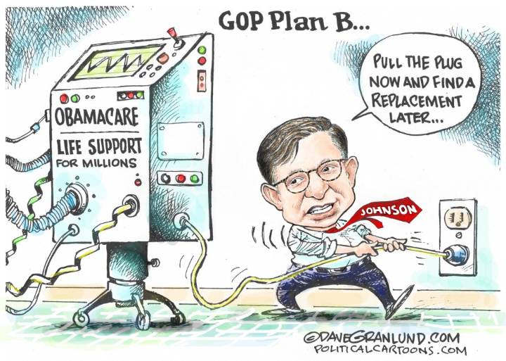 Cartoonist’s take: GOP Plan and Obamacare