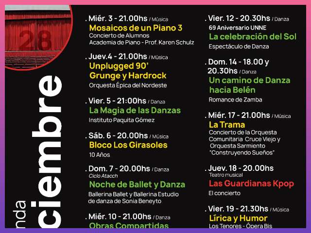 CHACO: El Guido Presentó Su Imperdible Grilla De Diciembre