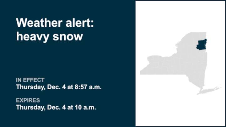NY weather: Weather alert announced for heavy snow in Essex County Thursday morning