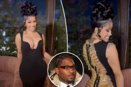 Cardi B wears plunging black dress to celebrate Stefon Diggs' 32nd birthday in Miami
