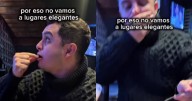 “Por eso no vamos a lugares elegantes”: Mujer se vuelve viral al grabar los incidentes que le ocurren a su pareja en un restaurante