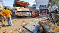 One dead, 7 injured as private bus ploughs into pedestrians, vehicles