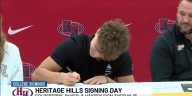 Goldsberry, Ruxer, & Hayden celebrate NLI signings, at Heritage Hills, Friday