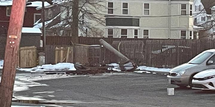Car hits pole in Lakewood downing wires closing Detroit Avenue
