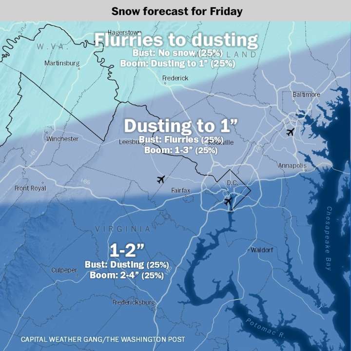 CWG Live: Cold Friday as light snow messes up the morning commute