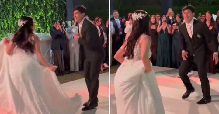 'Tunche' Rivera se luce en su boda con baile al ritmo de 'Anaconda' junto a su esposa