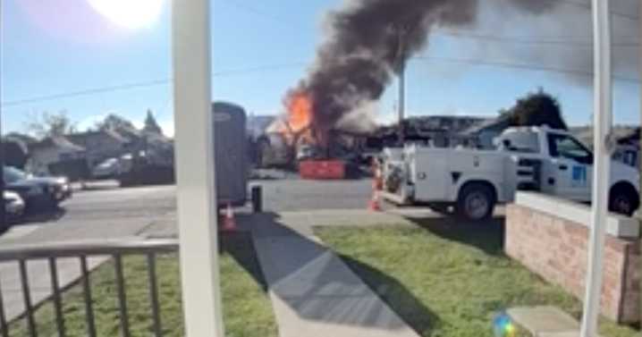 Blast flattens California home, damages nearby properties