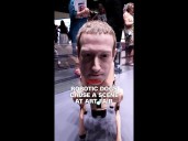 See robotic dogs with human heads causing a scene at Miami art fair