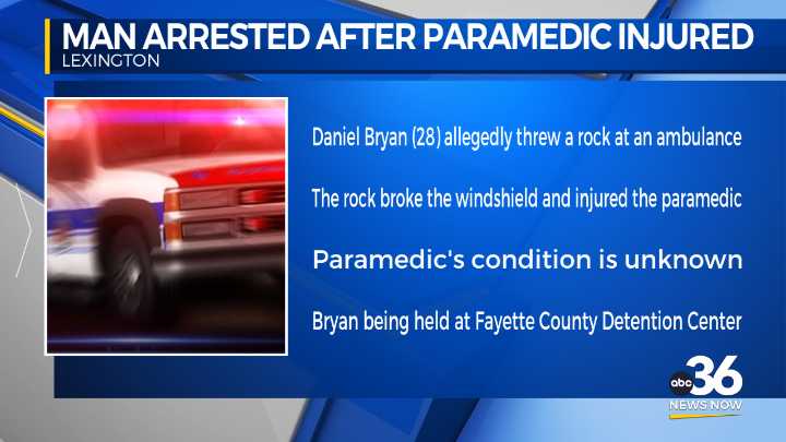 Paramedic injured after suspect throws rock at passing ambulance in Lexington
