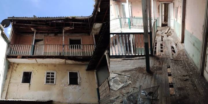 Este es el deplorable estado del edificio contiguo a la Calle del Sabor, que obligó a trasladarla de lugar