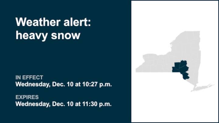 NY weather: Weather alert for heavy snow in part of New York Wednesday night