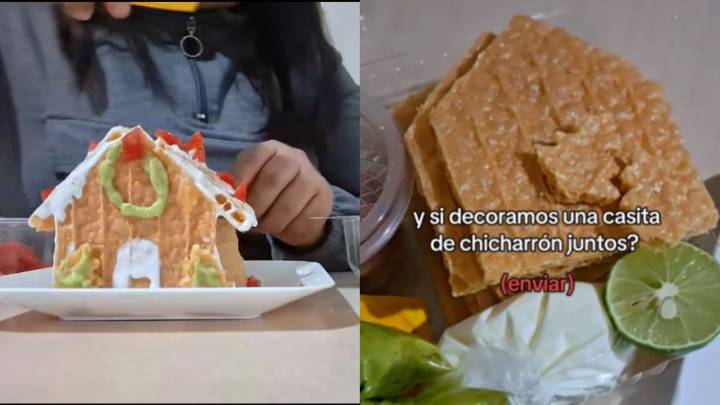 “¿Cómo se verá una casita de Chicharrón?” Mexicana crea casita de jengibre con fritura