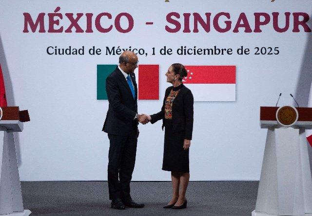 Claudia Sheinbaum y Tharman Shanmugaratnam impulsan agenda bilateral en encuentro oficial