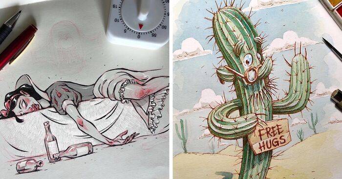 Russian Artist’s 34 Illustrations Involve Dark Humor And Creepy Subjects