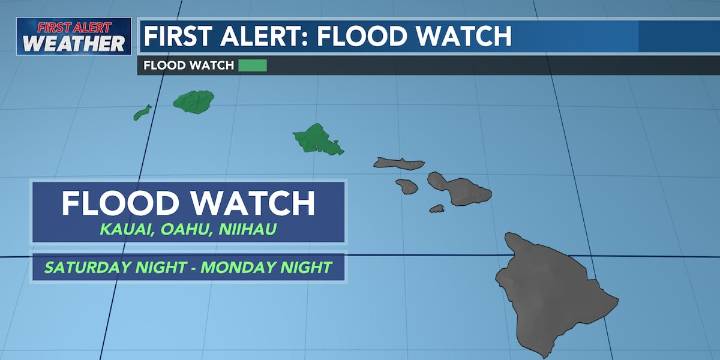 First Alert Forecast: Flood Watch issued for Kauai, Oahu ahead of Heavy Rain