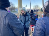 Gubernatorial candidate Amy Acton offers support at Libbey Glass picket line