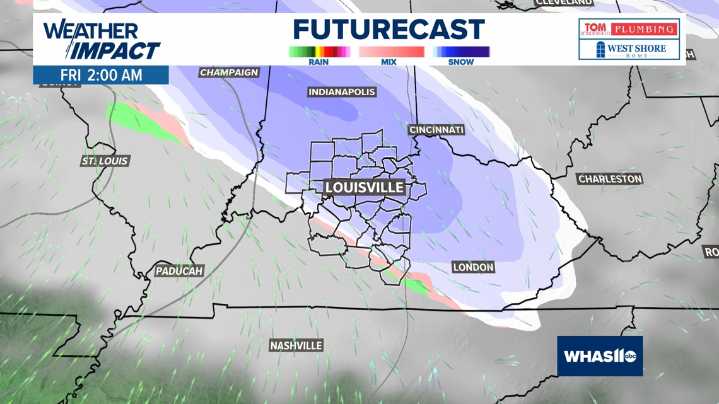 Snowfall expected to impact Louisville's early commute Friday morning
