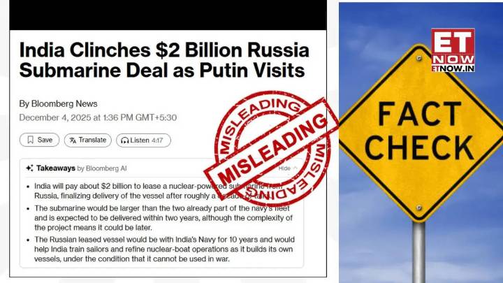 'India Clinches $2 Billion Russia Submarine Deal as Putin Visits' is a misleading claim, says PIB Fact Check