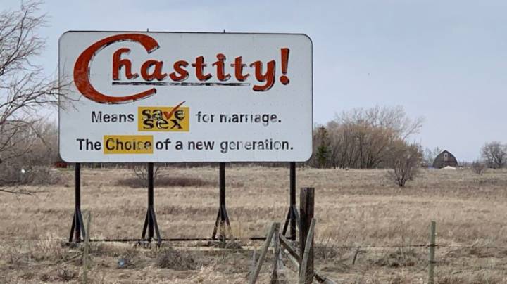 Mennonite Couple Notices "Chastity" Sign Just 20 Minutes Too Late