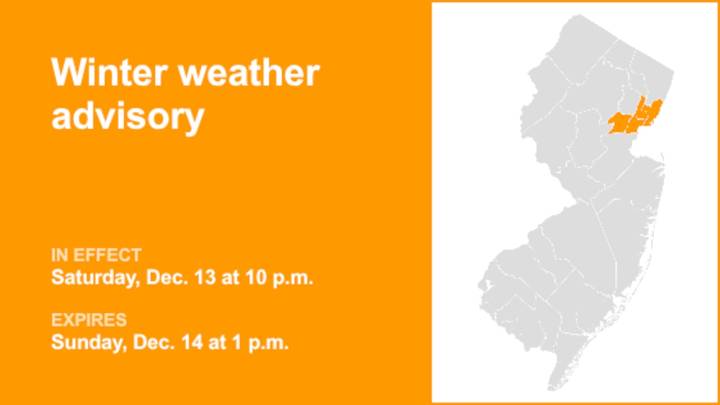 Update: Winter weather advisory issued for 3 N.J. counties for Saturday and Sunday