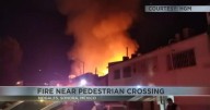 Late night building fire near pedestrian crossing in Nogales
