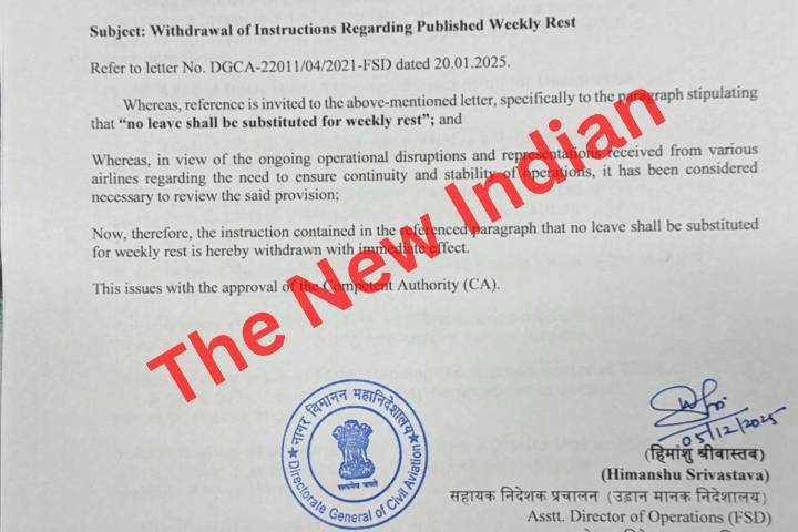 DGCA Withdraws Weekly Rest Instruction Amid Ongoing Operational Disruptions