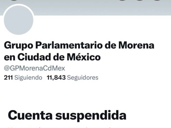 X suspende cuenta del Grupo Parlamentario Morena en Congreso CDMX