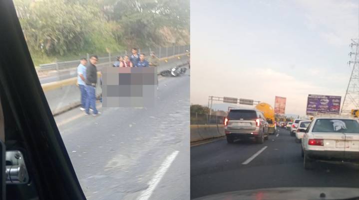 Choque de motociclista provoca tráfico pesado en la autopista Acapulco