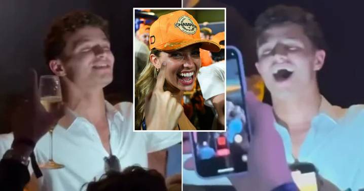 Lando Norris parties hard with model girlfriend and sings for crowds after F1 title win