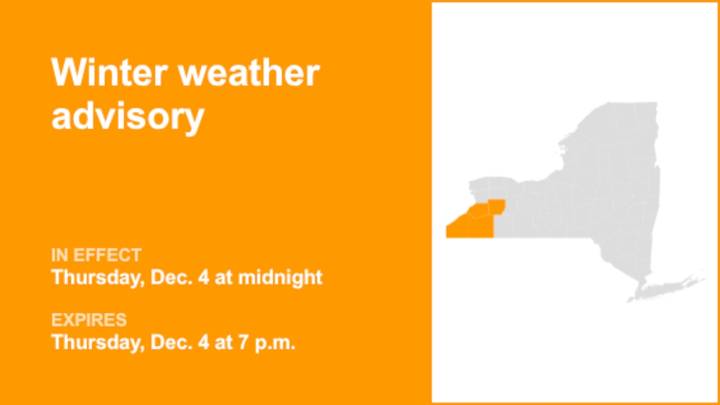 New York under a winter weather advisory Thursday