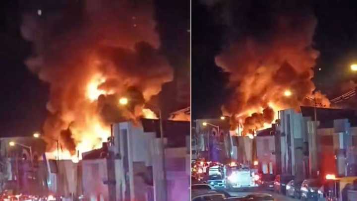 Fuerte Incendio Moviliza a Cuerpos de Emergencia Cerca de Garita Peatonal en Nogales, Sonora