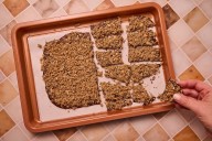 This crunchy chocolate-tahini bark channels Dubai chocolate with a twist