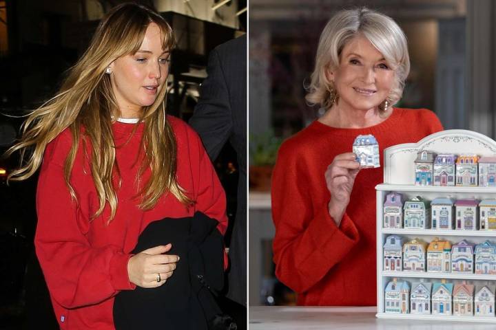 Jennifer Lawrence and Martha Stewart Wore Crewneck Red Sweaters