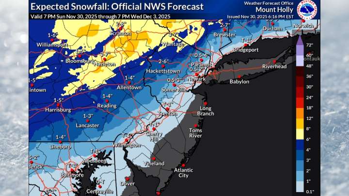 Snow forecast for parts of N.J. increase to 2 to 7 inches Tuesday. Latest maps.