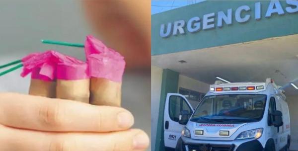 Menor pierde dedos de su mano tras explotarle pirotecnia en Santa María del Oro