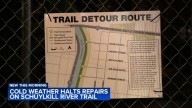 Cold temperatures halt repairs on closed portion of Schuylkill River Trail in Center City Philadelphia