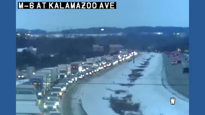 Crash on M-6 at Kalamazoo Ave in Gaines Township backing up traffic