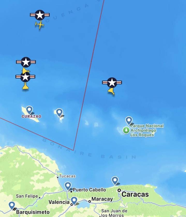 Aviones de combate de EEUU volaron cerca a costas venezolanas