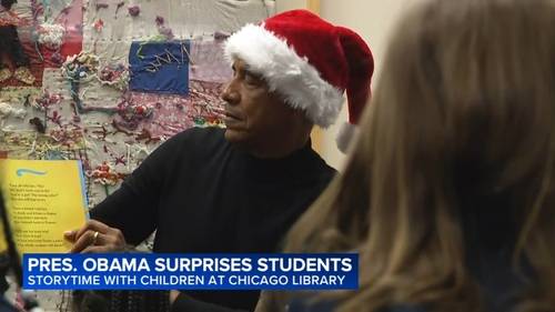 Barack Obama in Chicago today: Former president surprises young students, reads to them at West Woodlawn library