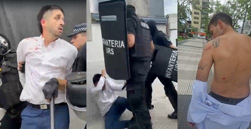 Represión en Banco Patagonia de Concepción: Infantería golpeó a delegados y trabajadores (VIDEO)