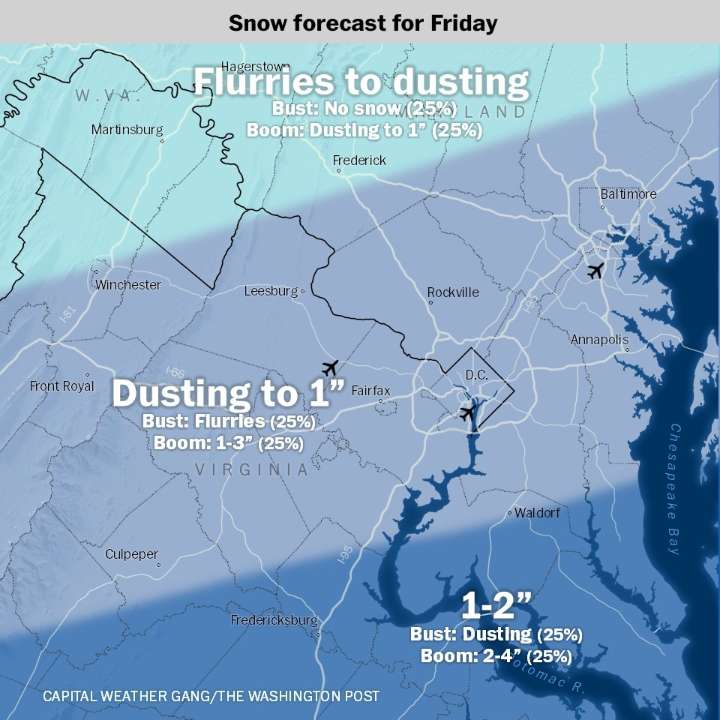 D.C. may see its first accumulating snow of the season Friday. What to expect.