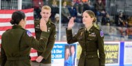 Fort Drum soldier promoted during hockey game