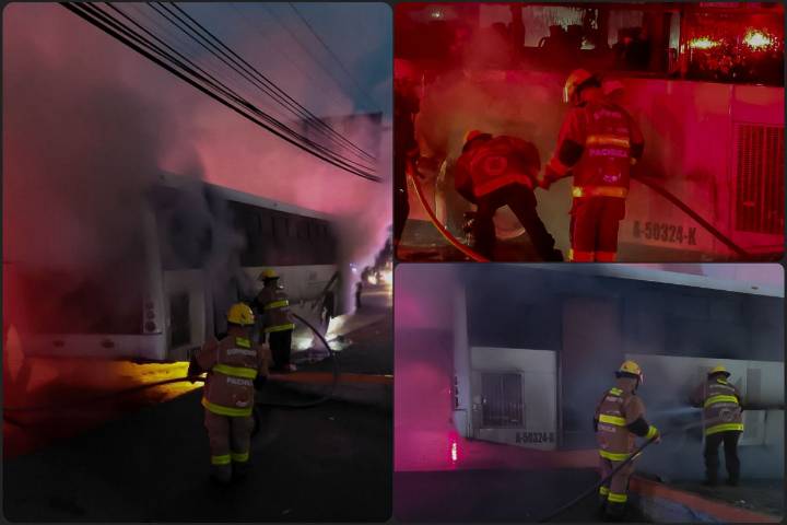 Arde autobús de pasajeros en bulevar Colosio de Pachuca