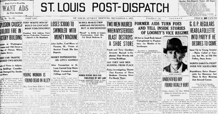 See the Dec. 6, 1925, front page: Explosion causes $100,000 fire in factory building