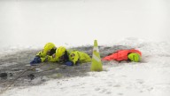 West Fargo firefighters train for ice rescues on frozen pond